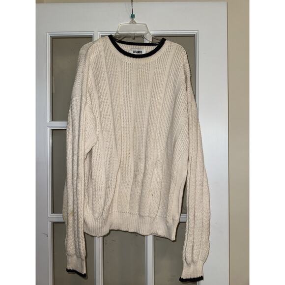 Gitano VINTAGE white sweater Rory Gilmore Grandma Knit Large Chunky - Picture 1 of 4